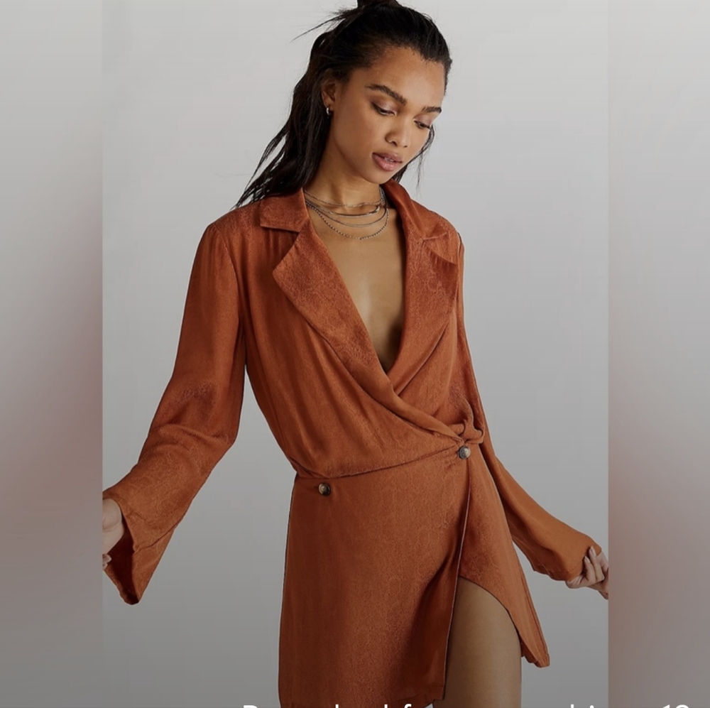 Free people Simone Orange Wrap Mini Dress